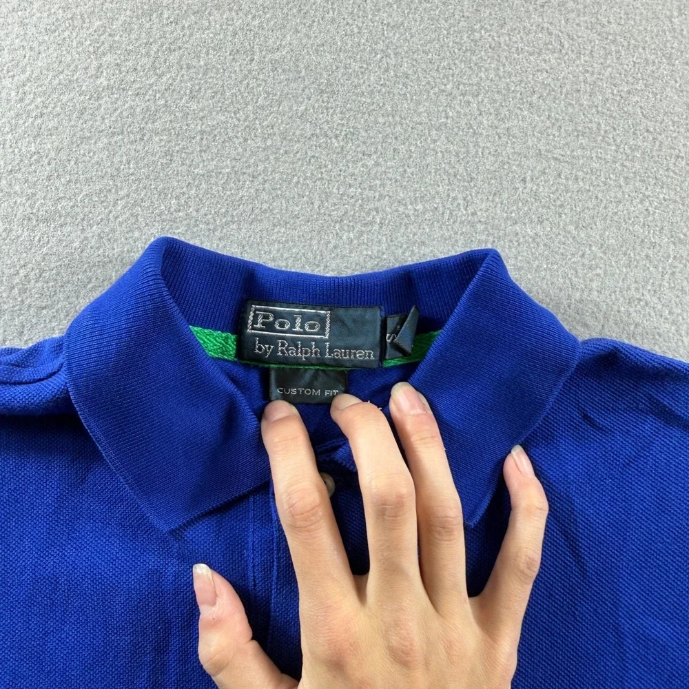 Polo Ralph Lauren Polo Shirt Mens Small Blue USA Big Pony Custom Fit Rugby